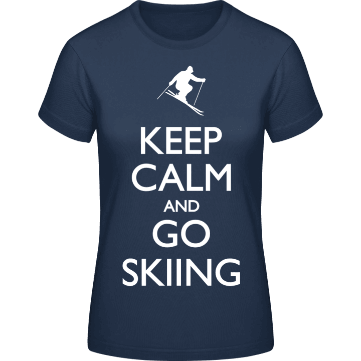 Keep Calm and go Skiing T-skjorte for kvinner contain pic