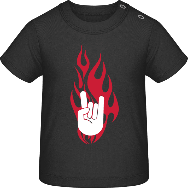 Rock On Hand in Flames Baby T-skjorte contain pic