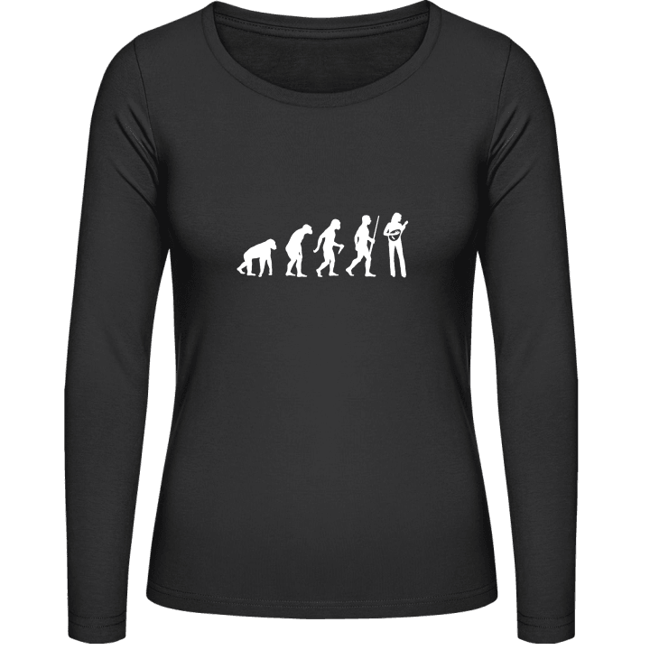 Mandolin Player Evolution Langermet skjorte for kvinner contain pic