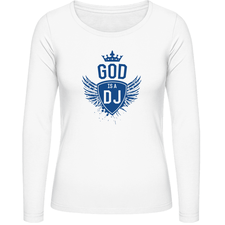 God is a DJ Winged Langermet skjorte for kvinner contain pic