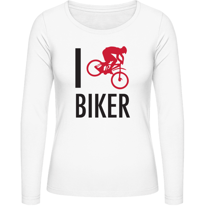 I Love Mountain Biker Langermet skjorte for kvinner contain pic
