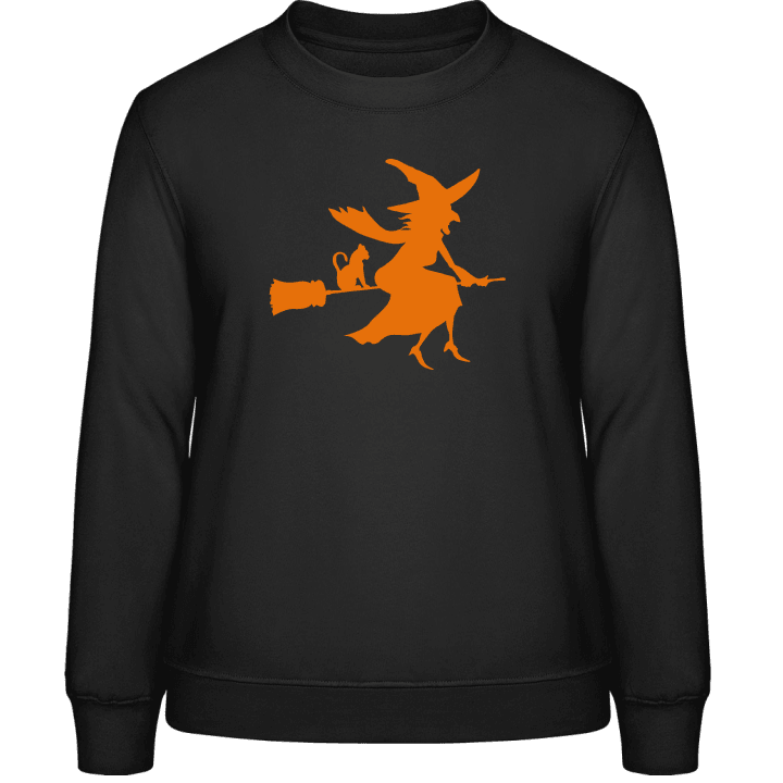 Witch With Cat On Broom Vrouwen Sweatshirt 0 image
