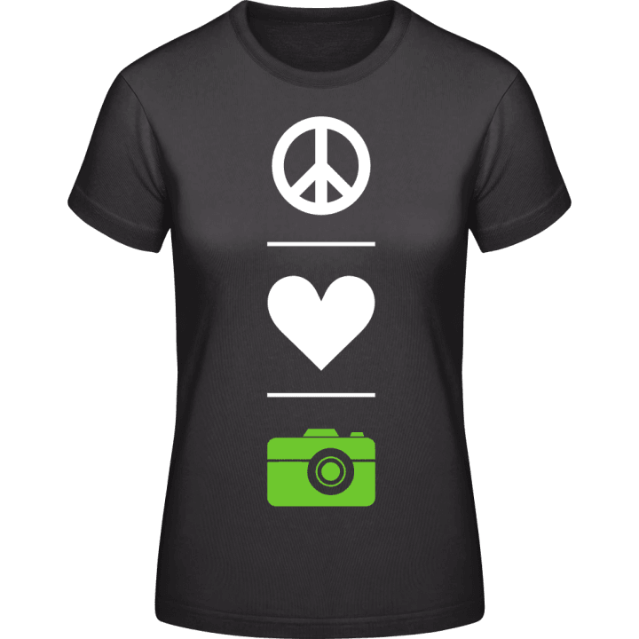 Peace Love Photography T-skjorte for kvinner contain pic
