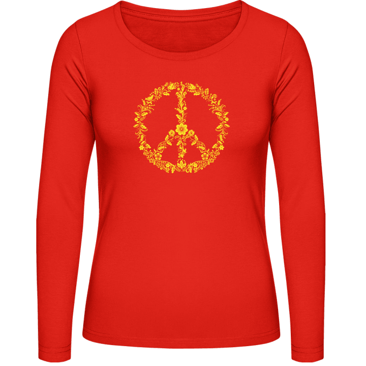 Peace Flowers Vrouwen Lange Mouw Shirt contain pic