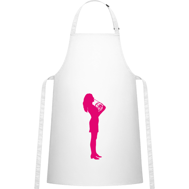 Horn Player Silhouette Female Kitchen Apron contain pic