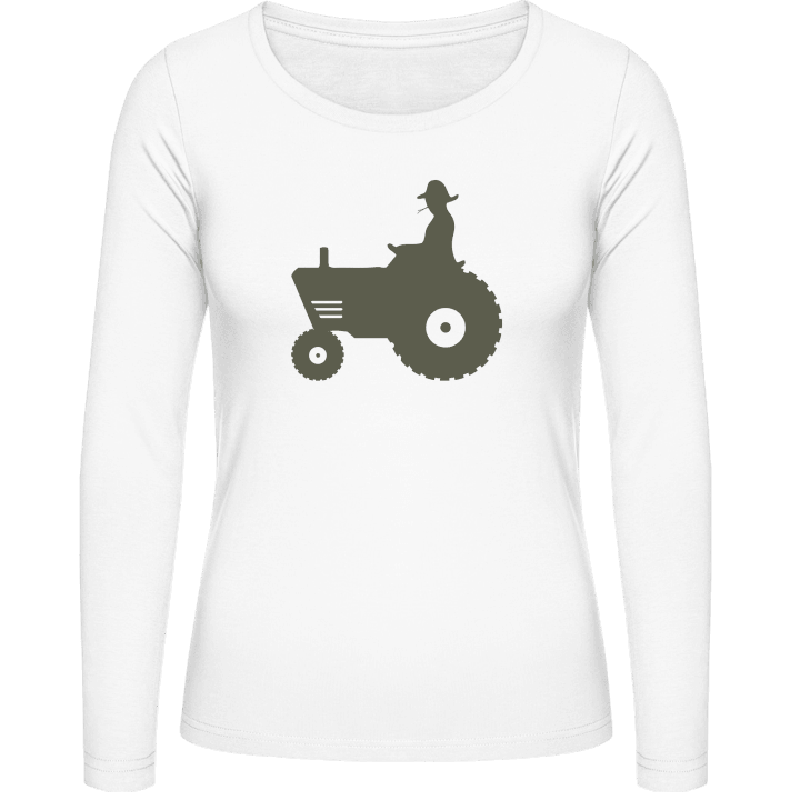 Farmer Driving Tractor Kvinnor långärmad skjorta contain pic