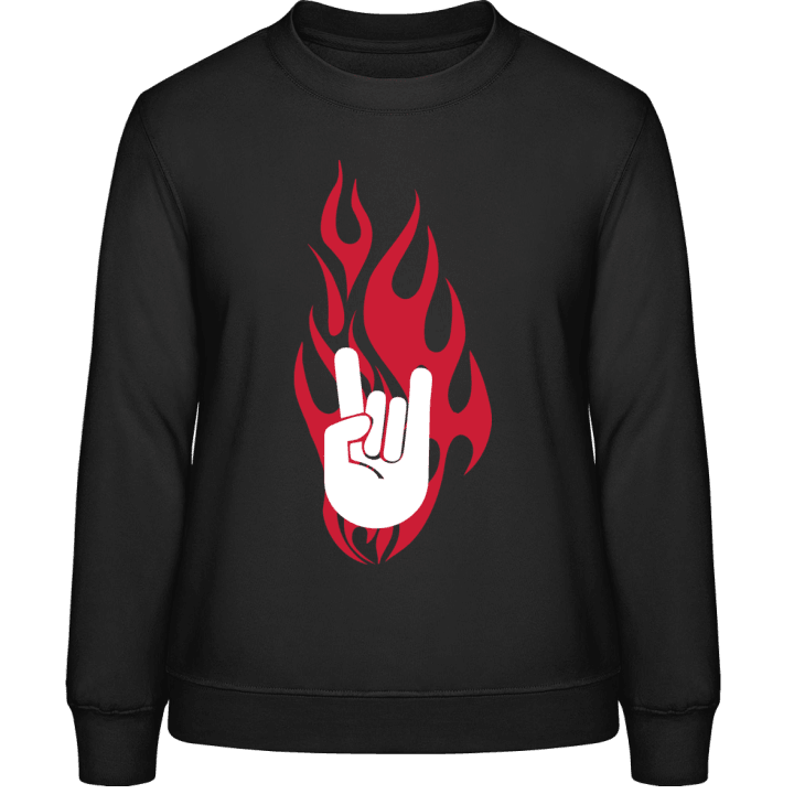 Rock On Hand in Flames Sweatshirt för kvinnor contain pic