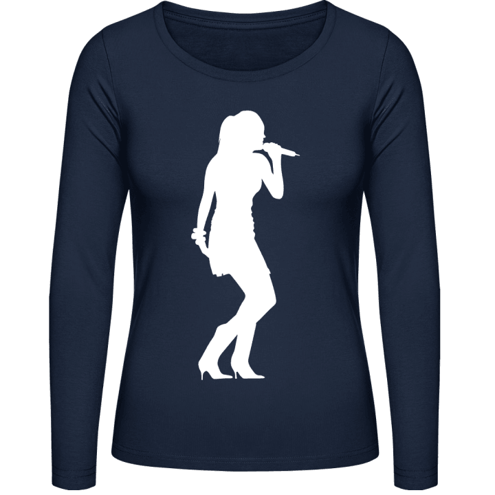 Singing Woman Silhouette Langermet skjorte for kvinner contain pic