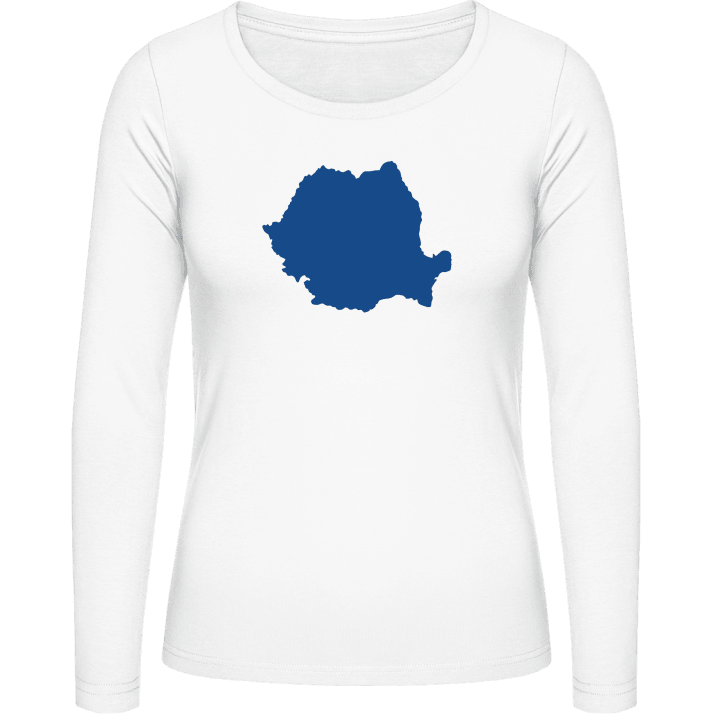 Romania Country Map T-shirt à manches longues pour femmes 0 image