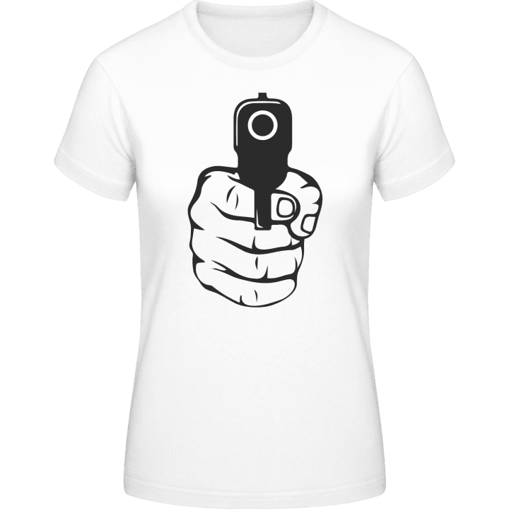 Hands Up Pistol Frauen T-Shirt contain pic