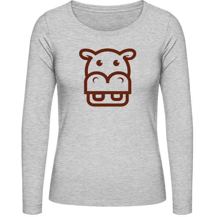Hippo Face Icon Langermet skjorte for kvinner 0 image
