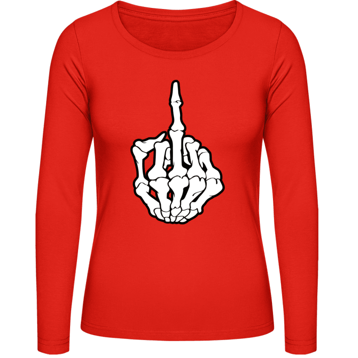 Skeleton Obscene Gesture Camisa de manga larga para mujer contain pic