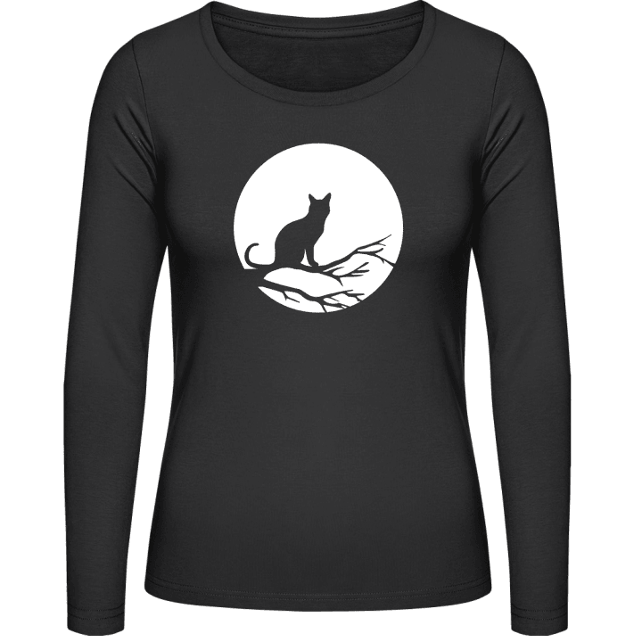 Cat in Moonlight Langermet skjorte for kvinner 0 image