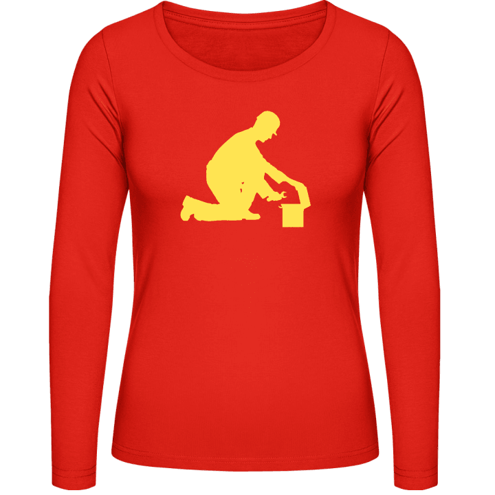 Mechanic And Tool Box Silhouette Langermet skjorte for kvinner contain pic