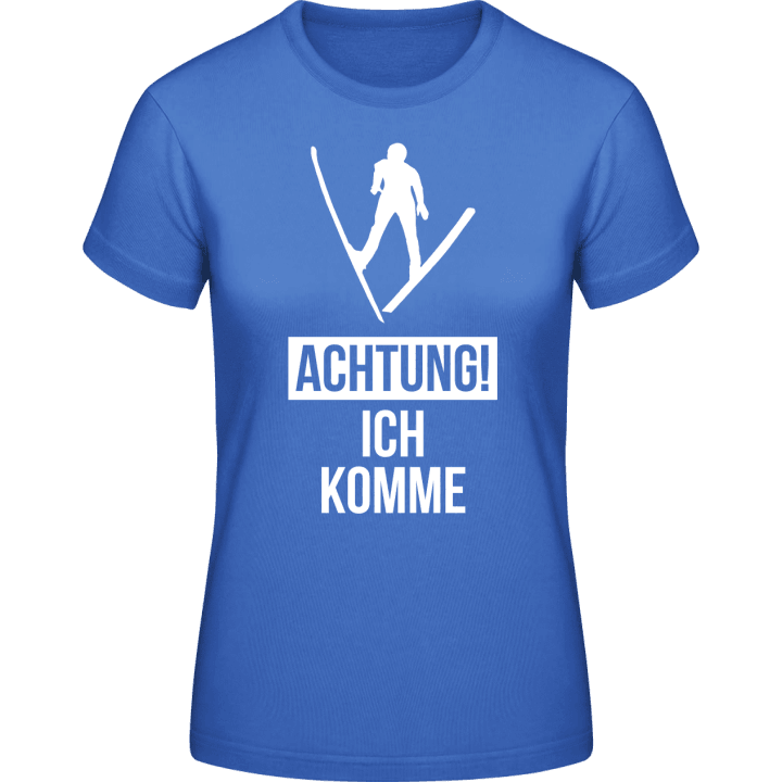 Achtung ich komme Skisprung T-shirt för kvinnor contain pic