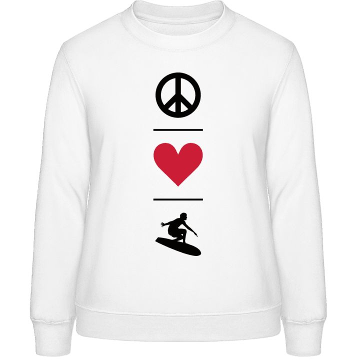 Peace Love Surfing Sweatshirt för kvinnor contain pic