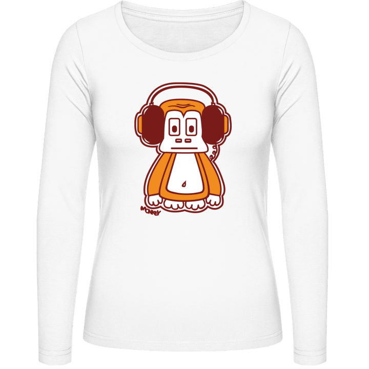 Monkey With Headphones Vrouwen Lange Mouw Shirt contain pic