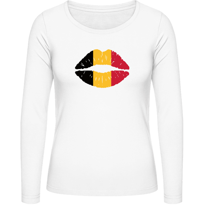 Belgium Kiss Flag Langermet skjorte for kvinner contain pic