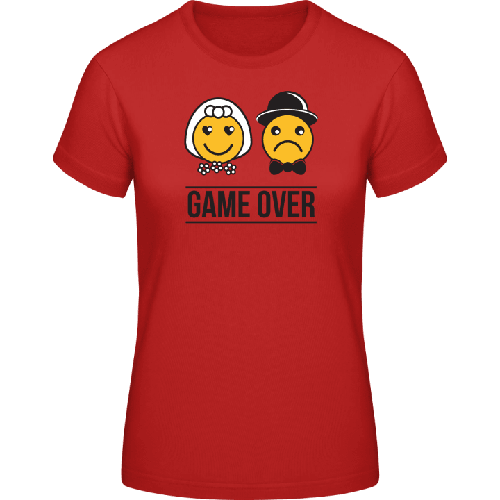 Bride and Groom Smiley Game Over T-shirt för kvinnor contain pic