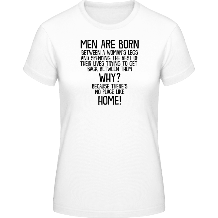 Men Are Born, Why, Home! T-skjorte for kvinner contain pic