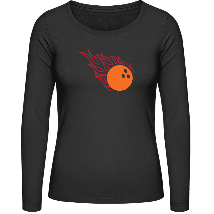 Bowling Ball With Flames Langermet skjorte for kvinner contain pic