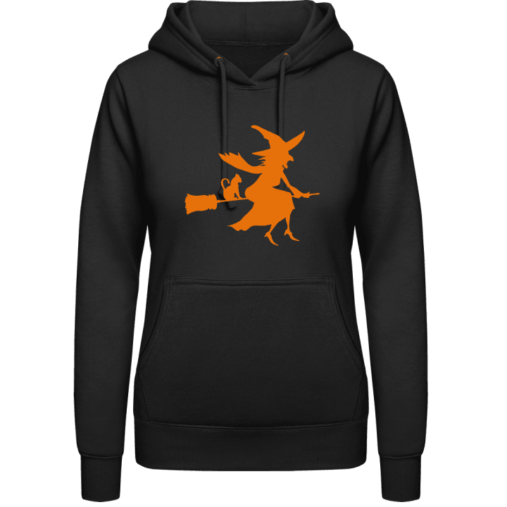 Witch With Cat On Broom Women Hoodie 0 image