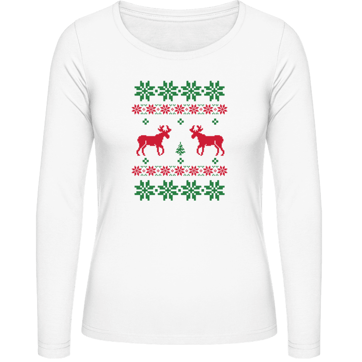 Winter Pattern Deer Vrouwen Lange Mouw Shirt 0 image