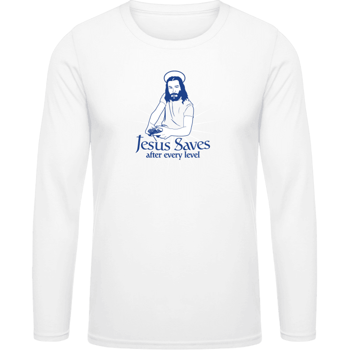 Jesus Saves After Every Level Långärmad skjorta contain pic