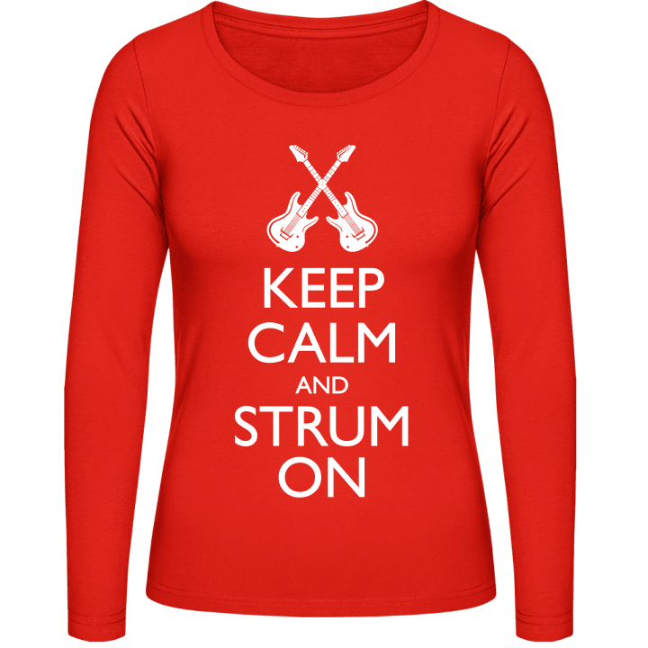 Keep Calm And Strum On Vrouwen Lange Mouw Shirt contain pic