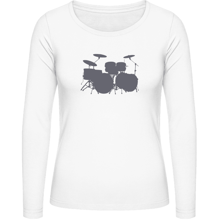 Drums Silhouette Langermet skjorte for kvinner contain pic