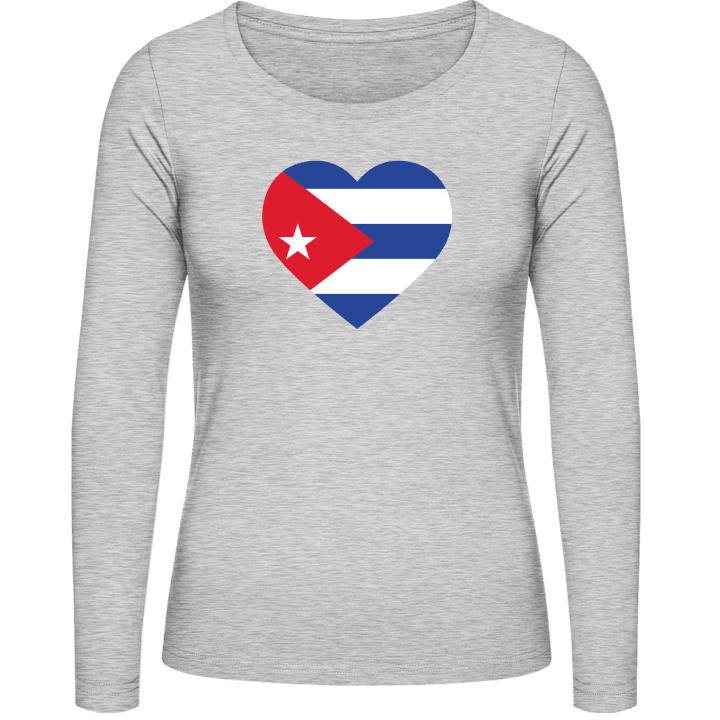 Cuba Heart Flag T-shirt à manches longues pour femmes contain pic
