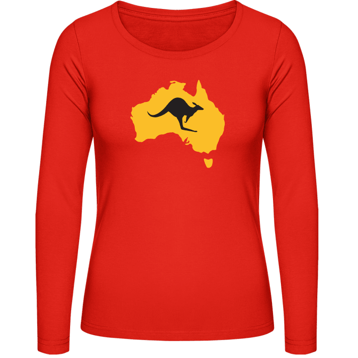Australian Map with Kangaroo Langermet skjorte for kvinner contain pic