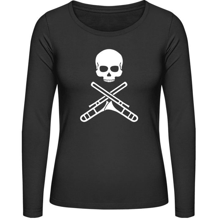 Trombonist Skull Langermet skjorte for kvinner contain pic
