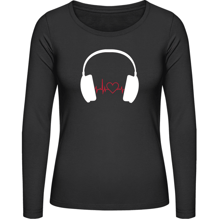 Heartbeat Music Headphones Langermet skjorte for kvinner contain pic