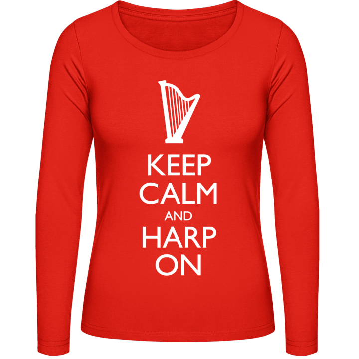 Keep Calm And Harp On Vrouwen Lange Mouw Shirt contain pic
