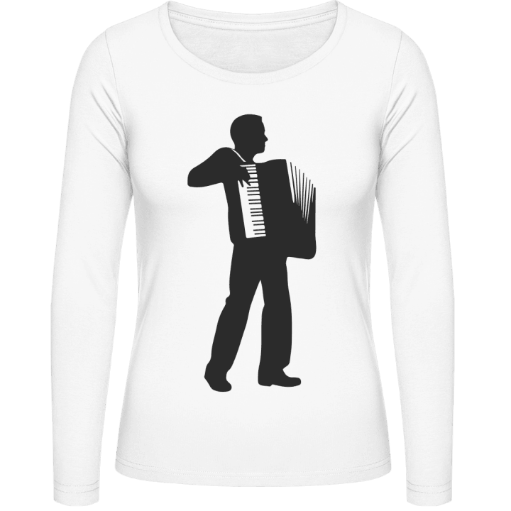 Accordion Player Silhouette Vrouwen Lange Mouw Shirt contain pic