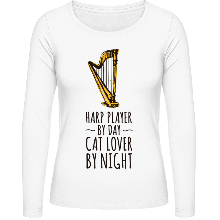 Harp Player by Day Cat Lover by Night Langermet skjorte for kvinner contain pic