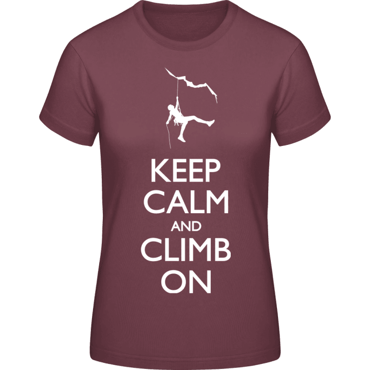 Keep Calm and Climb on T-skjorte for kvinner contain pic