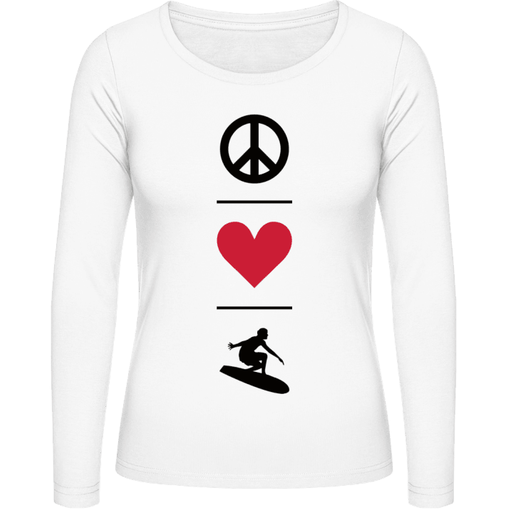 Peace Love Surfing Langermet skjorte for kvinner contain pic