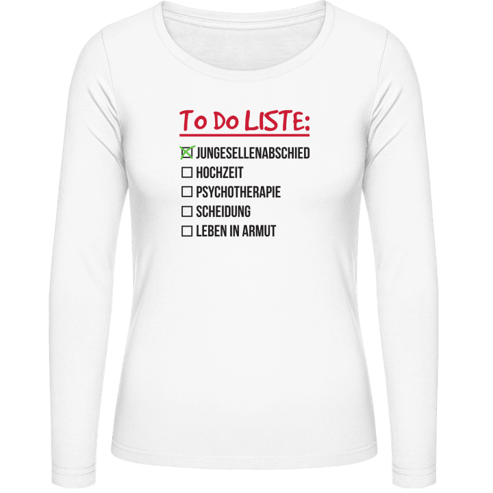 To Do Liste zur Hochzeit T-shirt à manches longues pour femmes contain pic