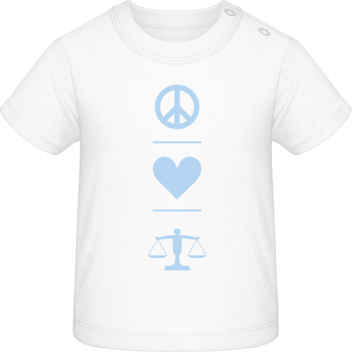 Peace Love Justice Baby T-Shirt contain pic