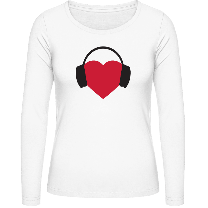 Heart With Headphones Langermet skjorte for kvinner contain pic