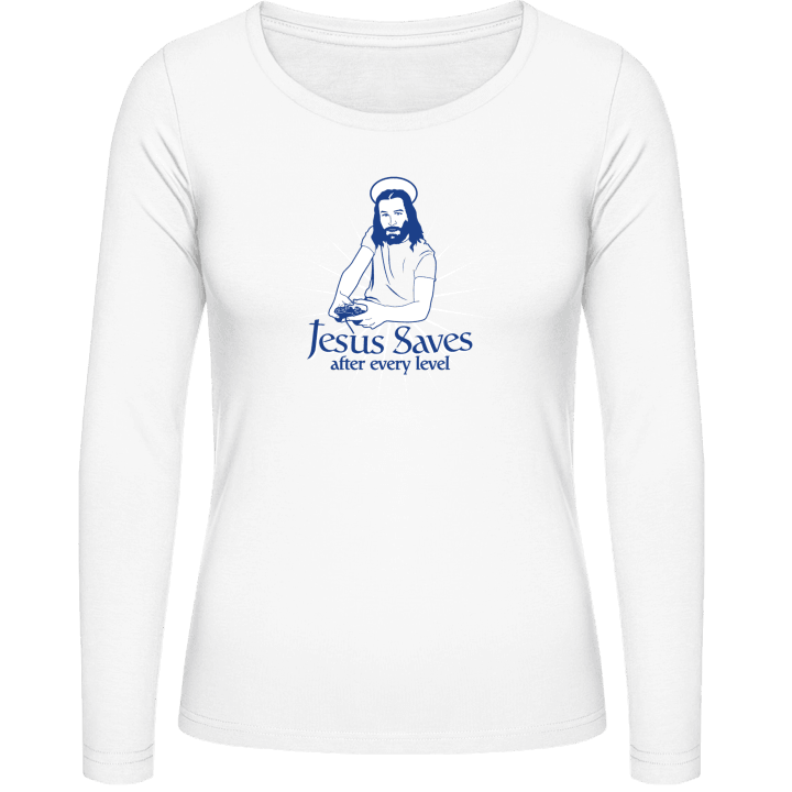 Jesus Saves After Every Level Frauen Langarmshirt contain pic