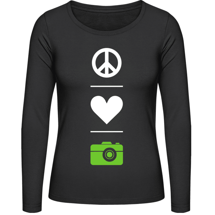 Peace Love Photography Camisa de manga larga para mujer contain pic