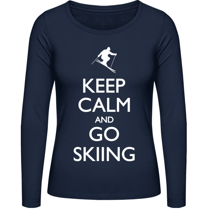 Keep Calm and go Skiing Langermet skjorte for kvinner contain pic