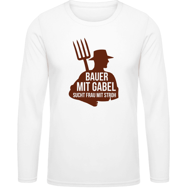 Bauer mit Gabel sucht Frau mit Stroh T-shirt à manches longues contain pic