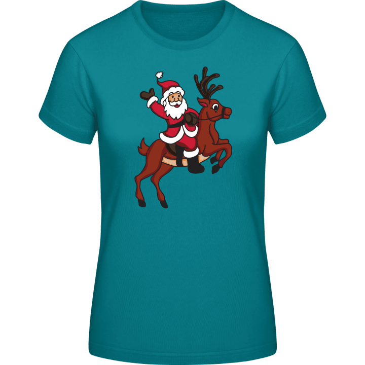 Santa Claus Riding Reindeer Frauen T-Shirt 0 image