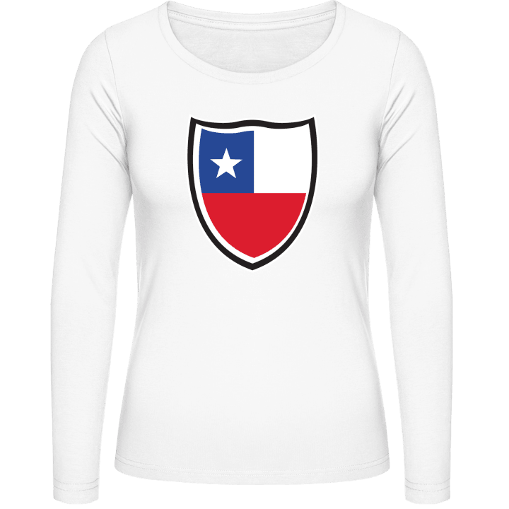 Chile Flag Shield Langermet skjorte for kvinner contain pic