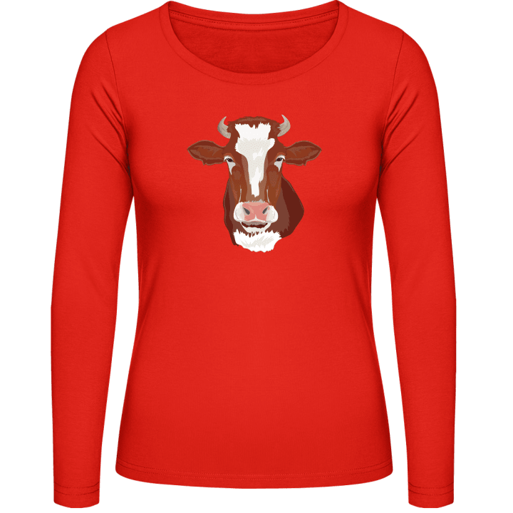 Brown Cow Head Realistic Women long Sleeve Shirt 0 image