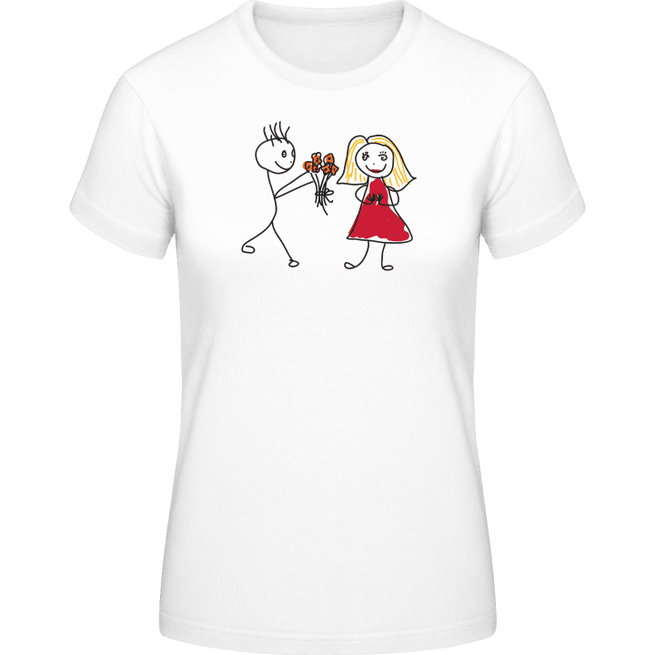 Couple in Love with Flowers Comic Vrouwen T-shirt 0 image